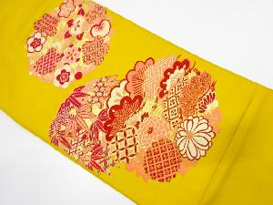 アンティーク 花丸模様織り出し袋帯(着用可)